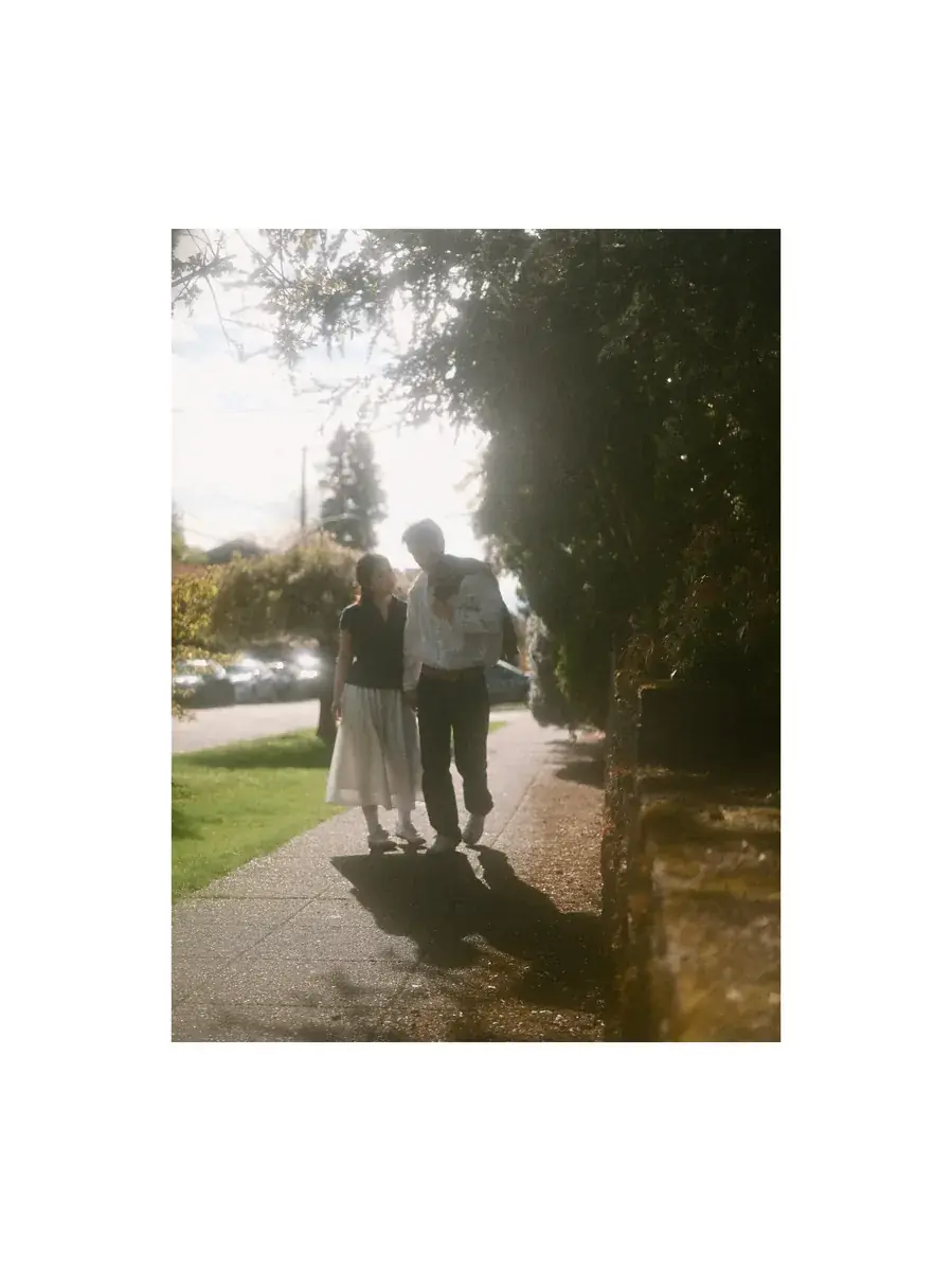 Candid sunset stroll for engagement photos in the U-District Seattle