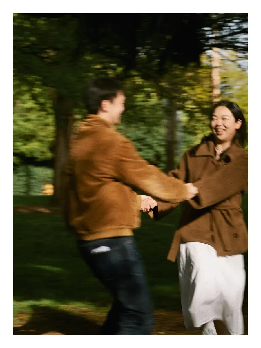 Romantic couples photography with warm sunset lighting in Ravenna Park
