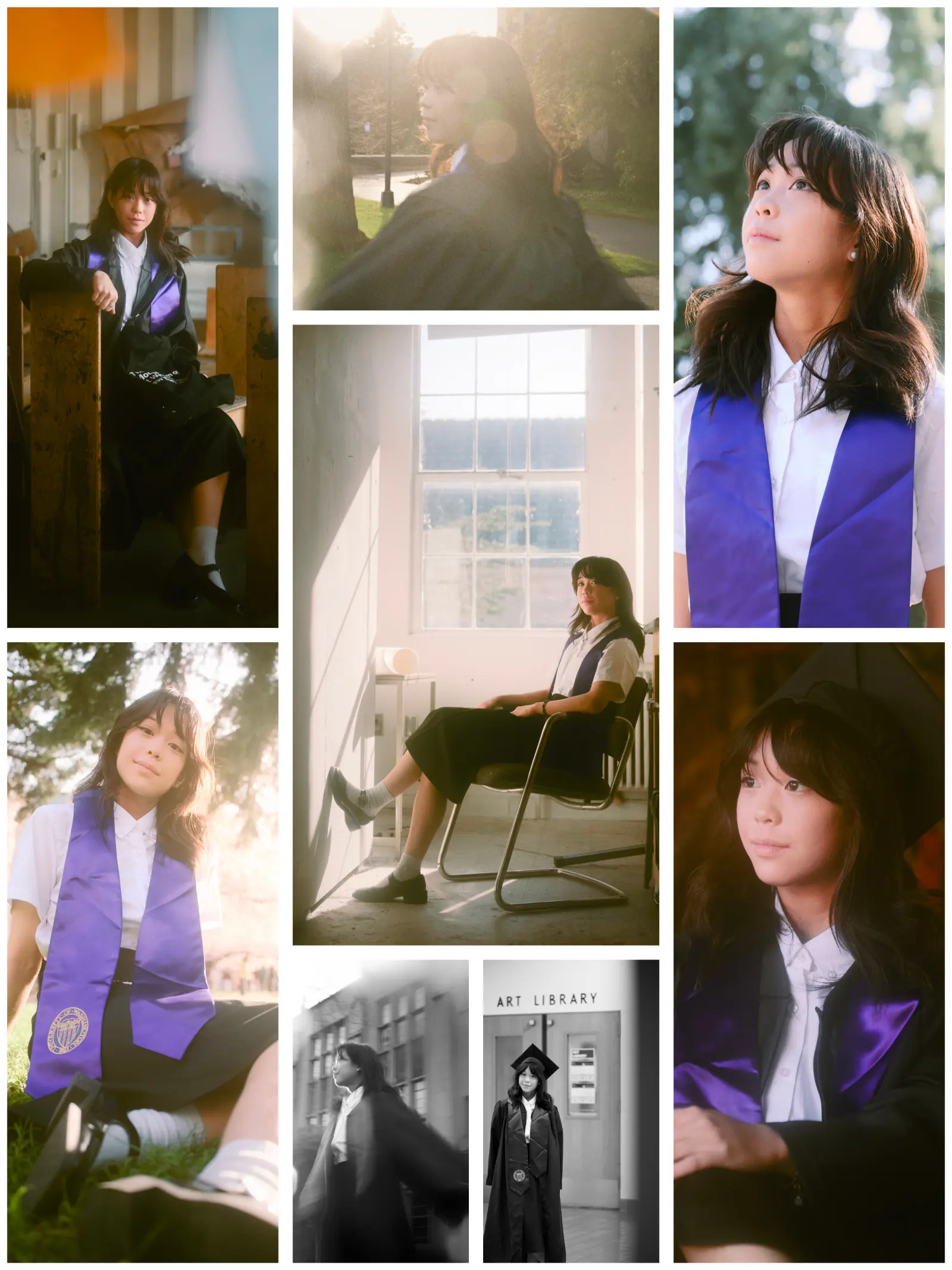 UW graduation portrait at the Quad cherry blossoms in Seattle
