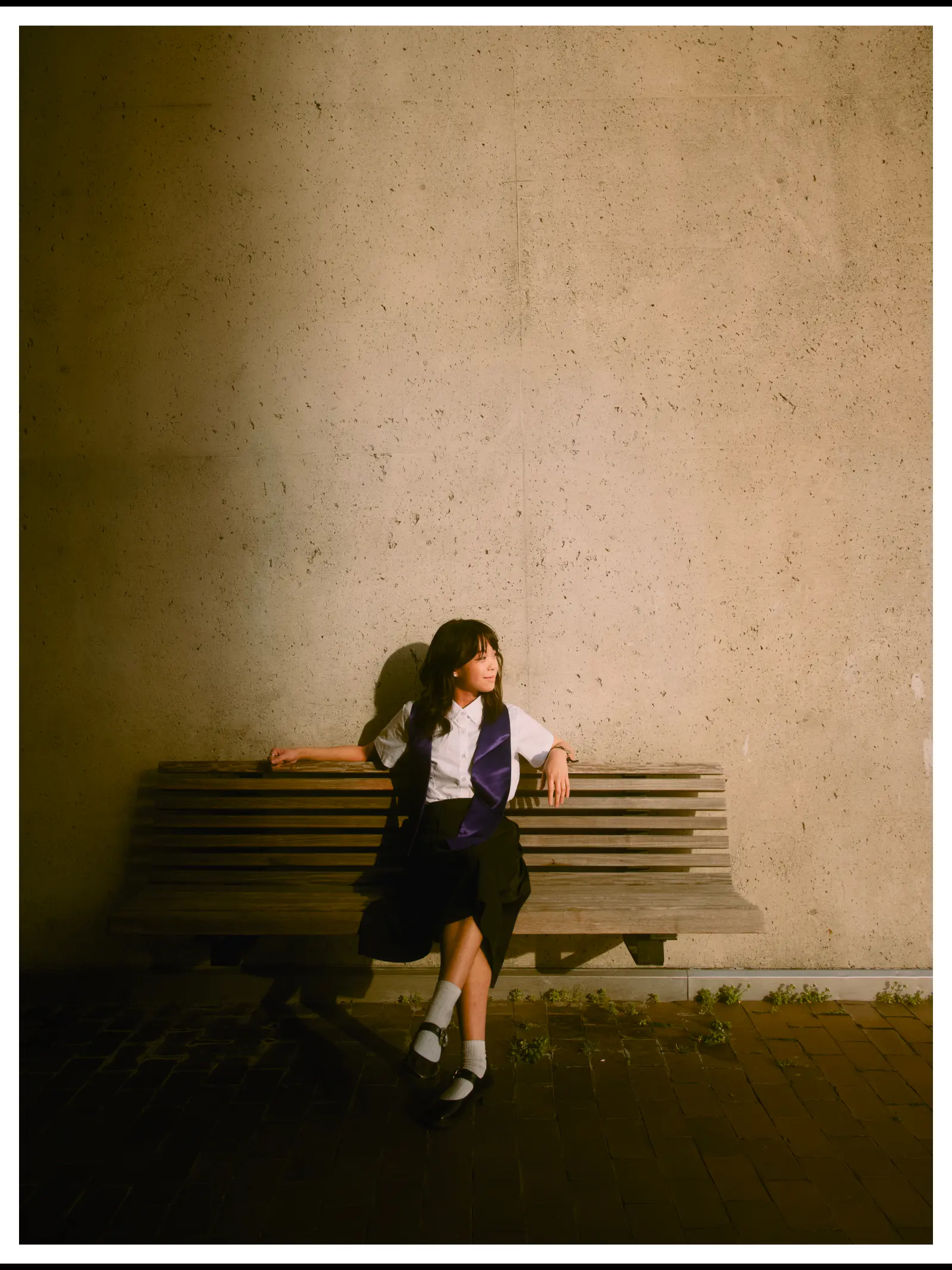 Sun-Kissed Library Reading graduation portrait at Suzzallo Library