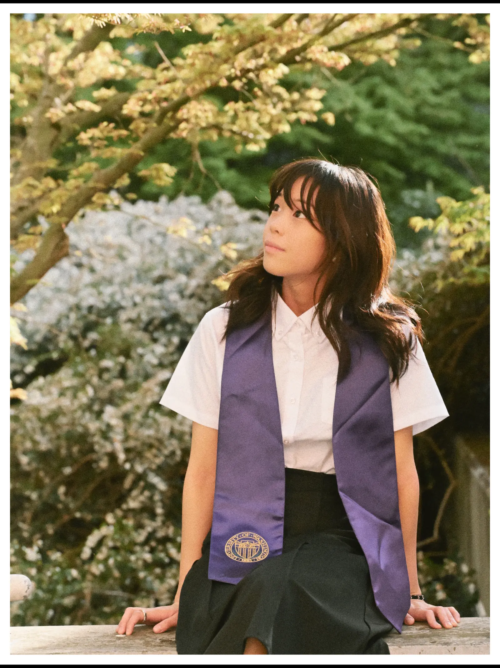 UW senior portrait in the campus garden at University of Washington